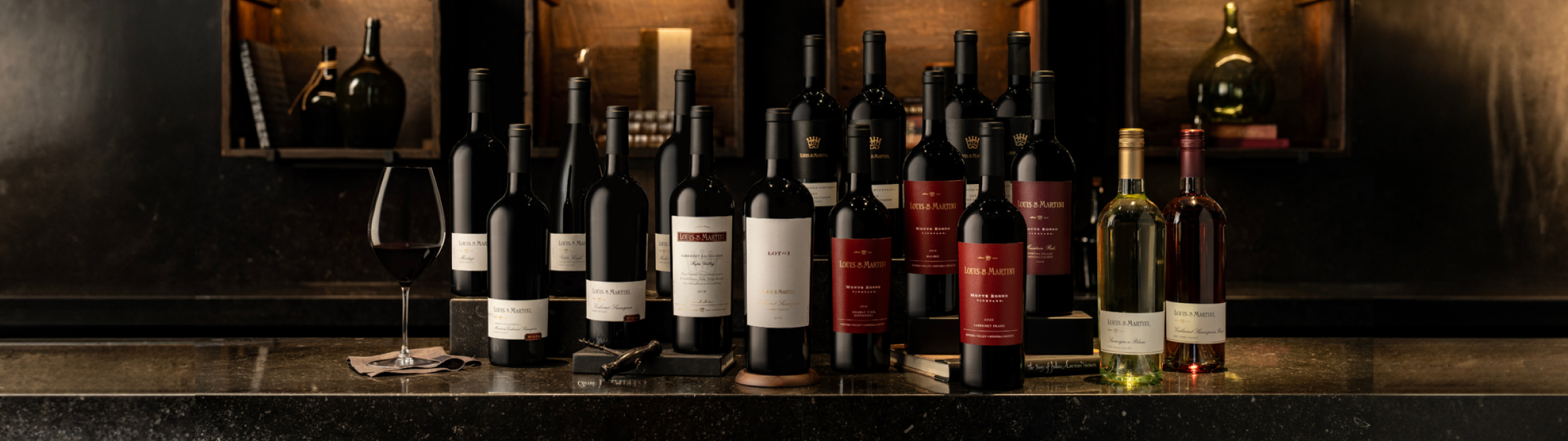 A collection of Louis M. Martini wines.
