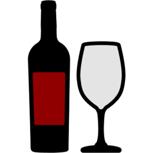 Wine bottle and glass icon.