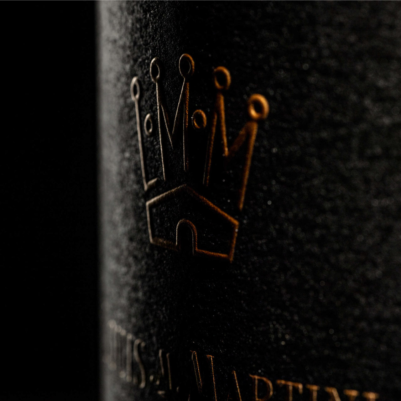 Louis M. Martini crown logo detail on label.