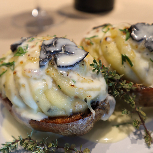 Twice Baked Truffled Potatoes with Smoked Bacon