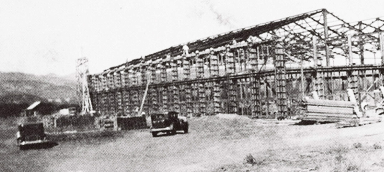 Louis M. Martini Winery building in construction.