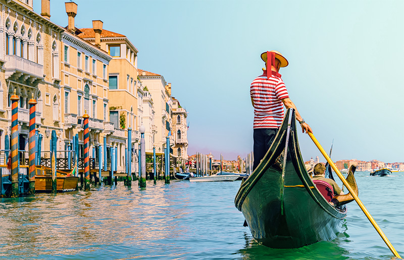Gondola ride in Venice.