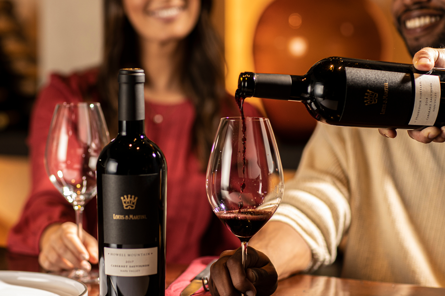 Louis M. Martini cabernet being poured into glass
