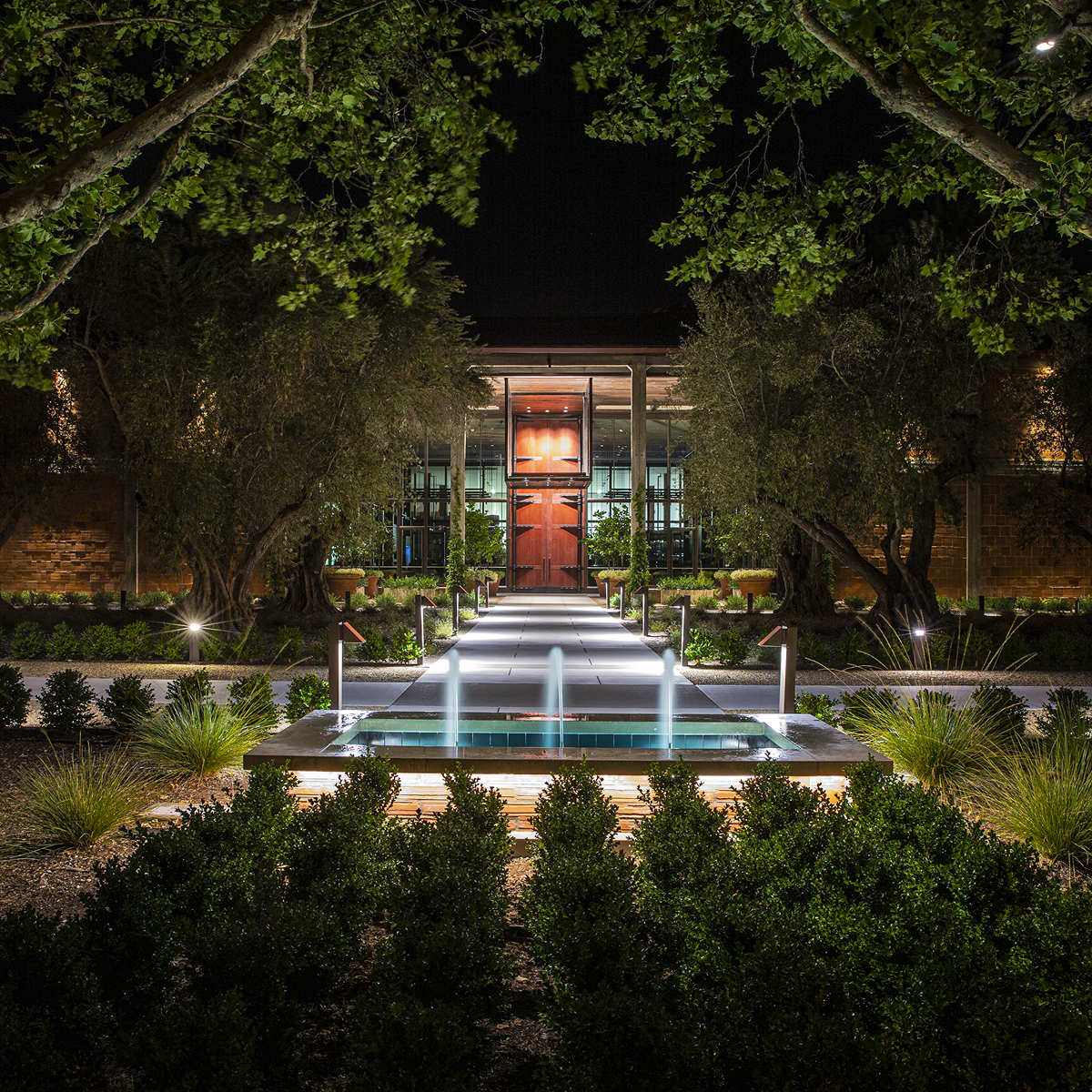 Louis M. Martini Winery Entrance at night