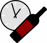 wine bottle and clock