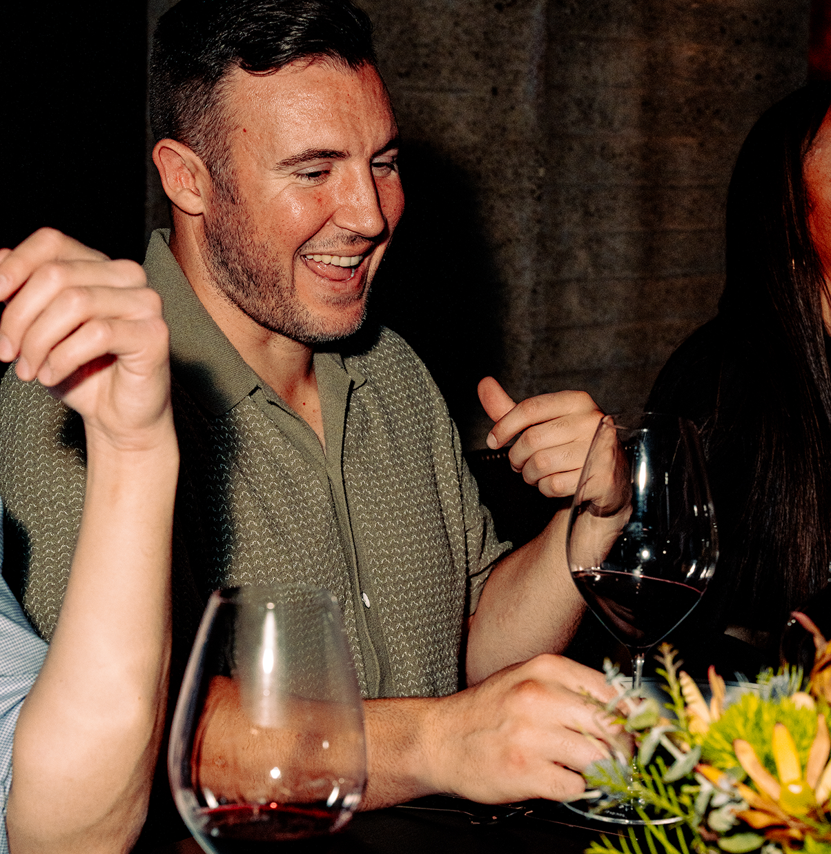 person enjoying wine at louis m. martini