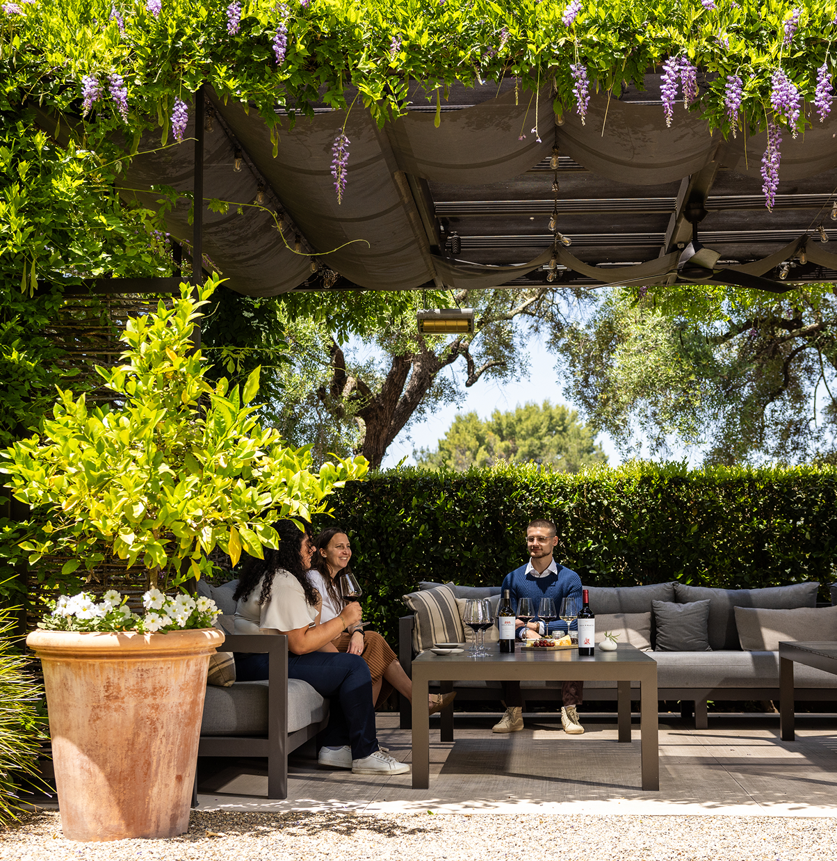 cabana seating outside at Louis m. martini